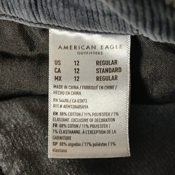 American Eagle Pants Size 12 Corduroy High Rise Jegging Gray Storm Super Stretch - Picture 9 of 10